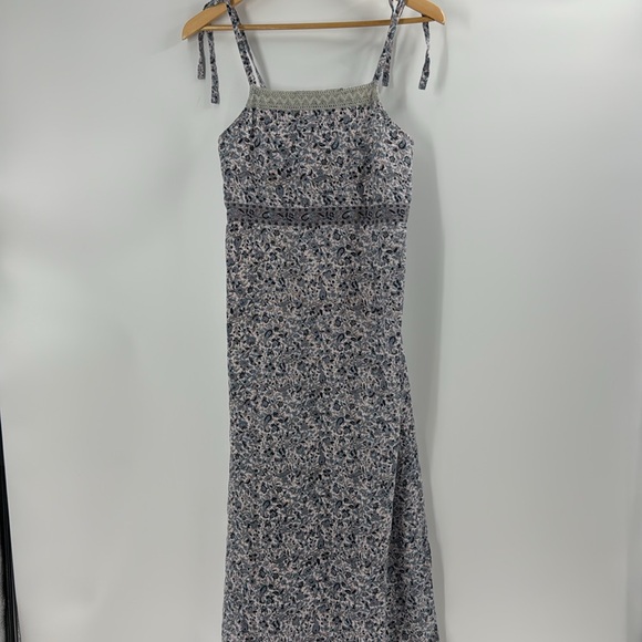 Fashion Fuse blue and white ditzy print cotton spaghetti strap maxi slip dress - Picture 5 of 14